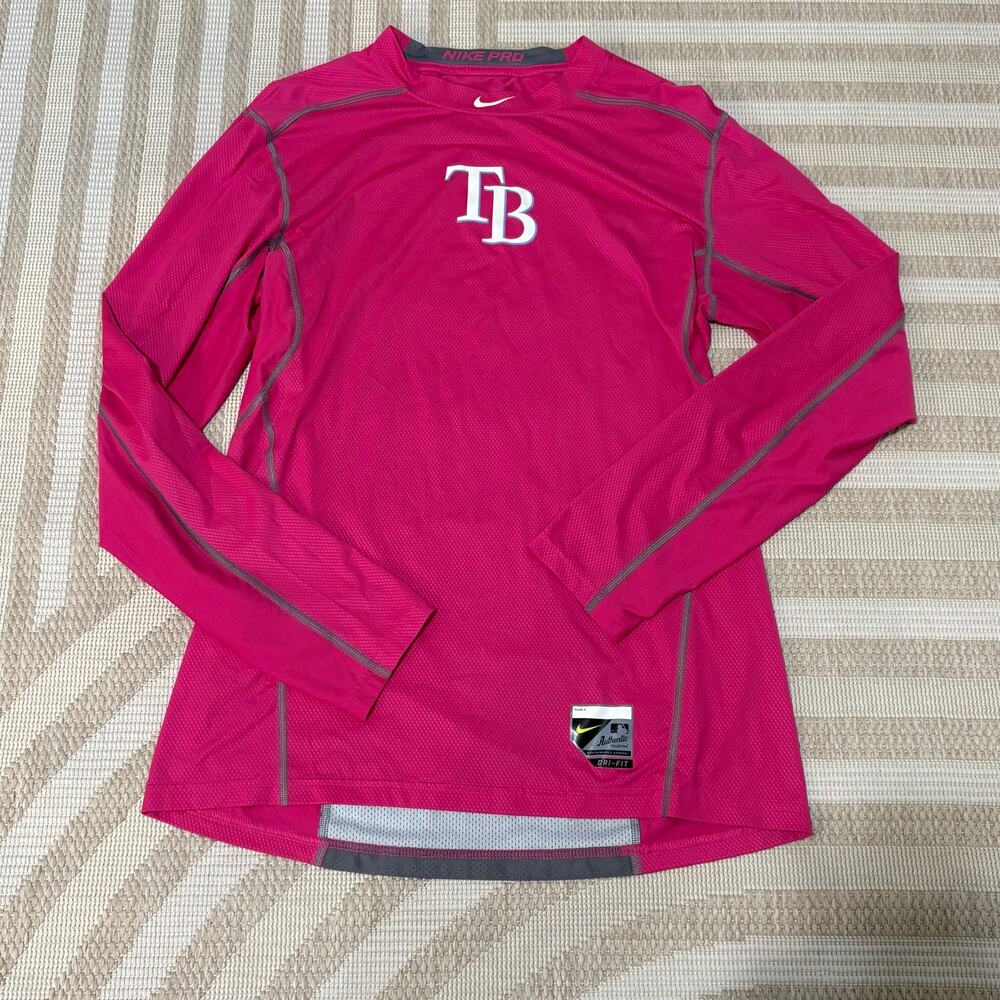 MLB Tampa Bay Rays Dri-Fit Nike Pro Pink Long Sleeve Size Medium Women's